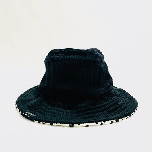Spots / Black Corduroy Reversible Bucket Hat