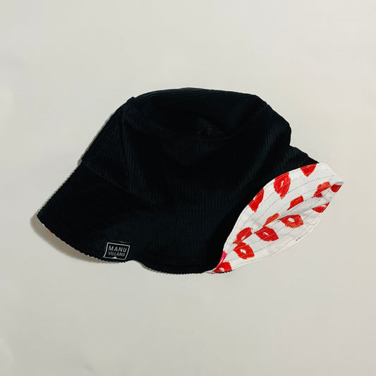 Sombrero Reversible Besos / Corduroy Negro