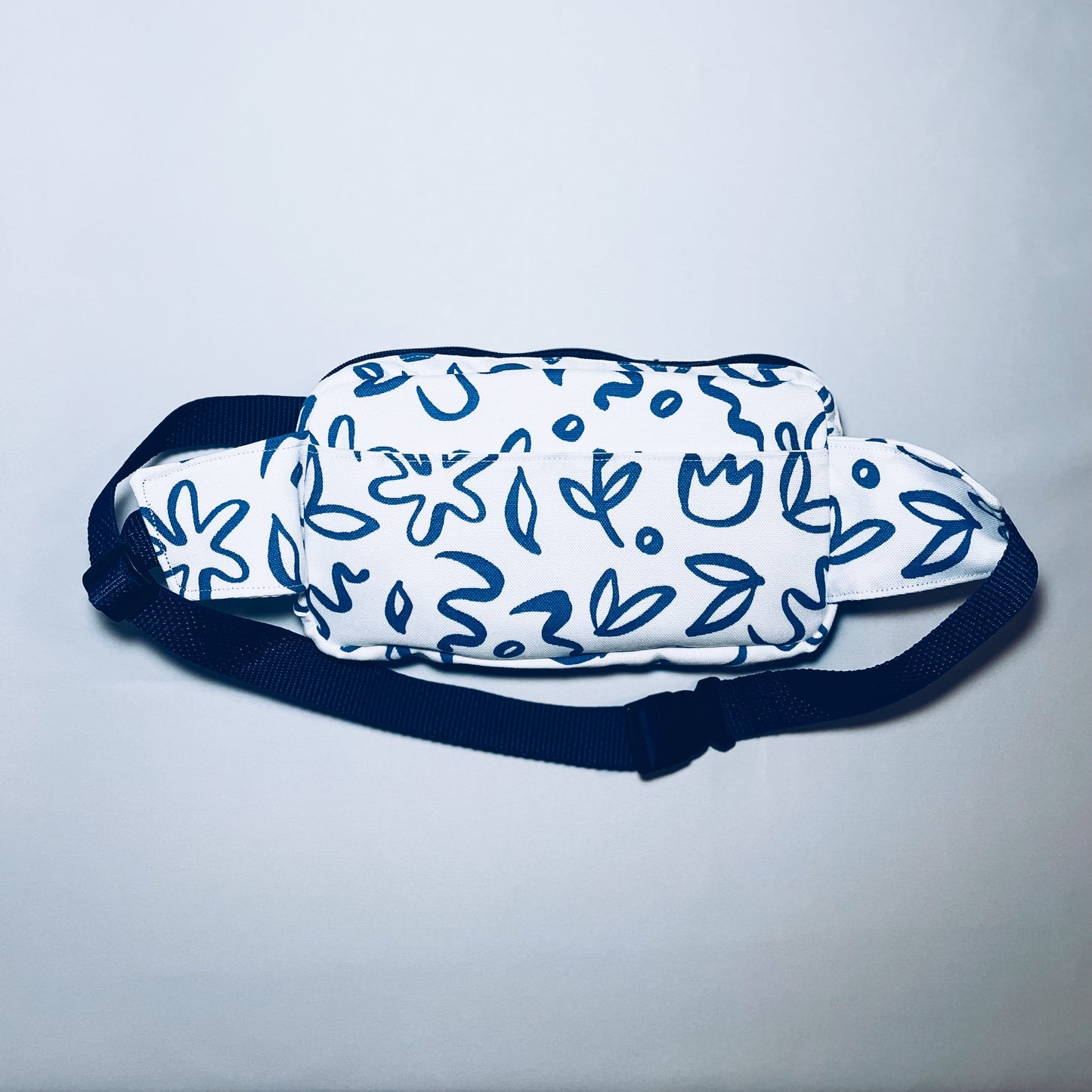 White / Blue Floral Belt Bag