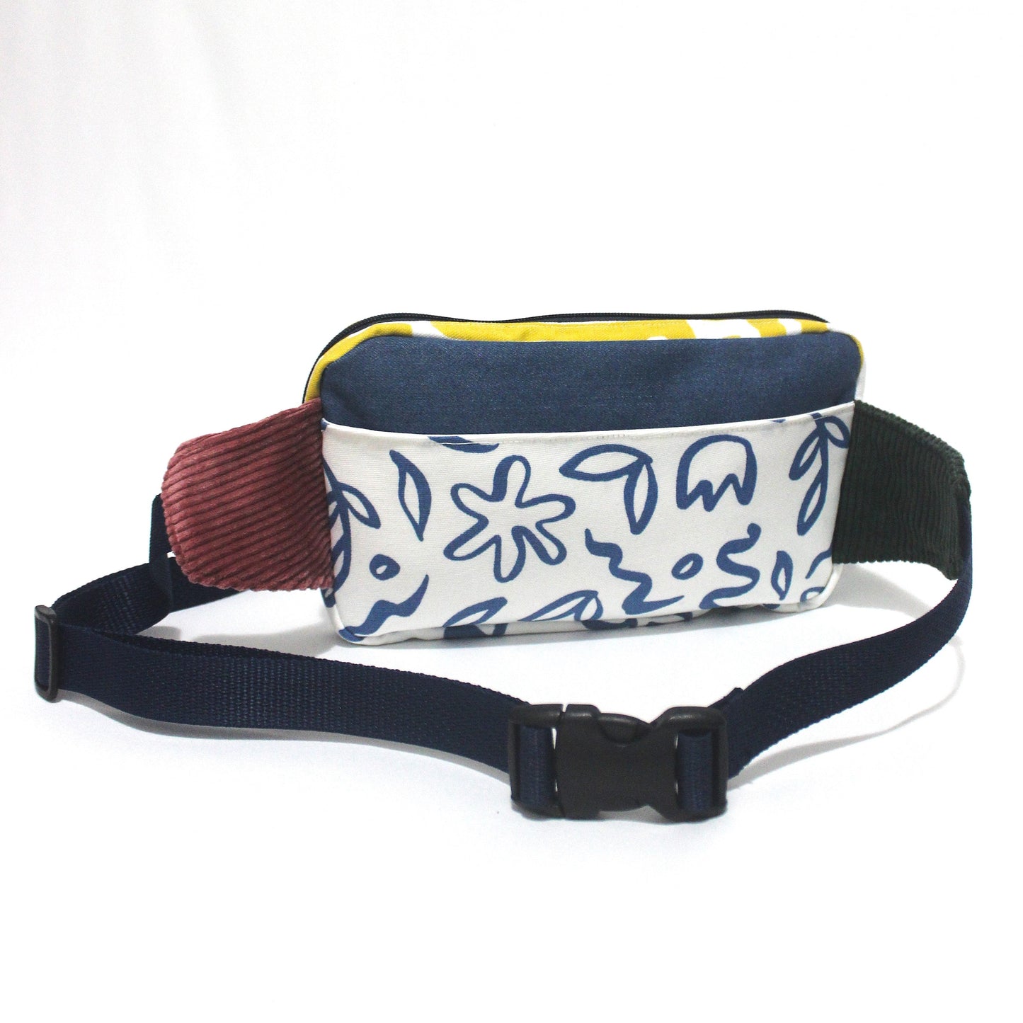 Belt bag with floral pattern on a white background