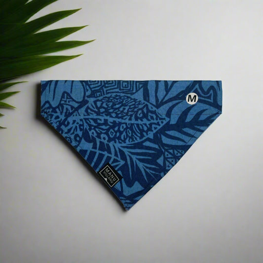 Blue Tropical Dog Bandana - Over the Collar