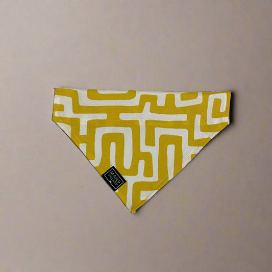 Yellow Maze Dog Bandana - Over the Collar