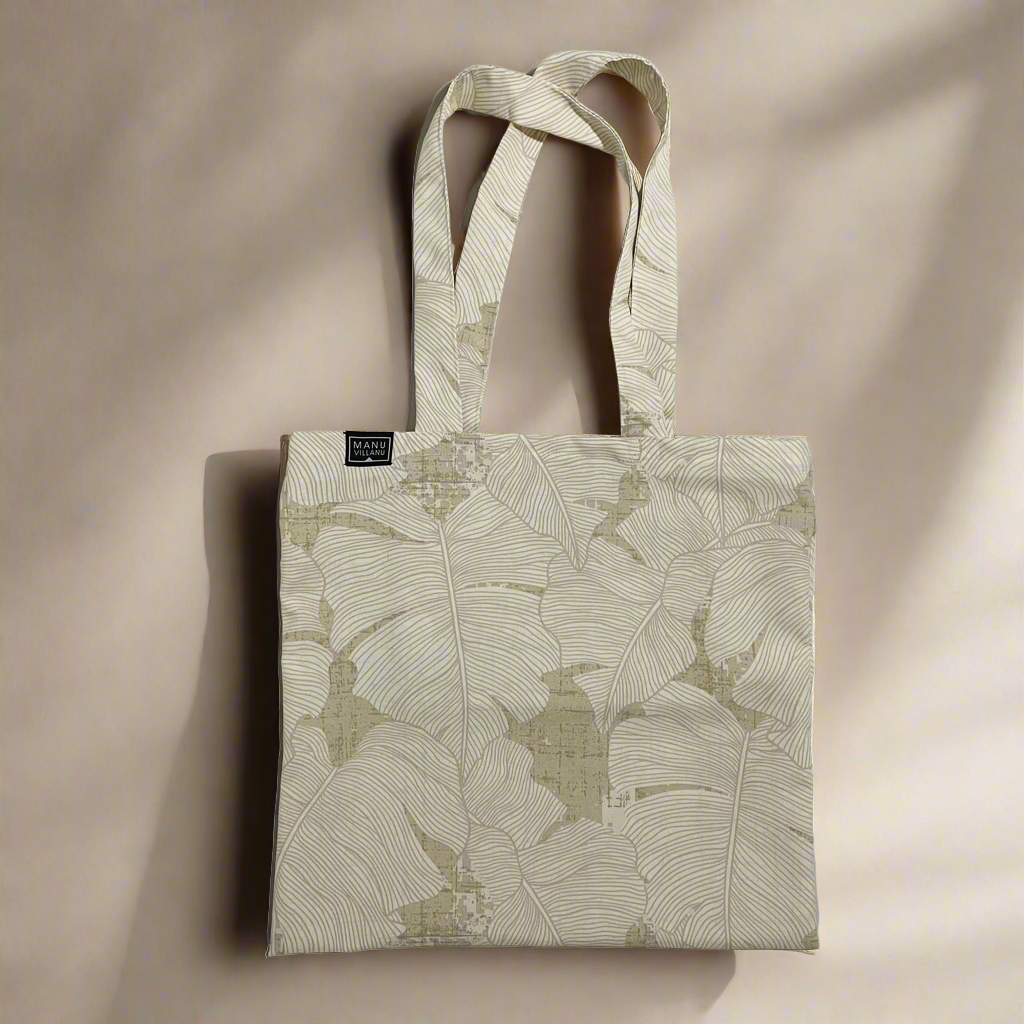 Beige Palm Tote Bag