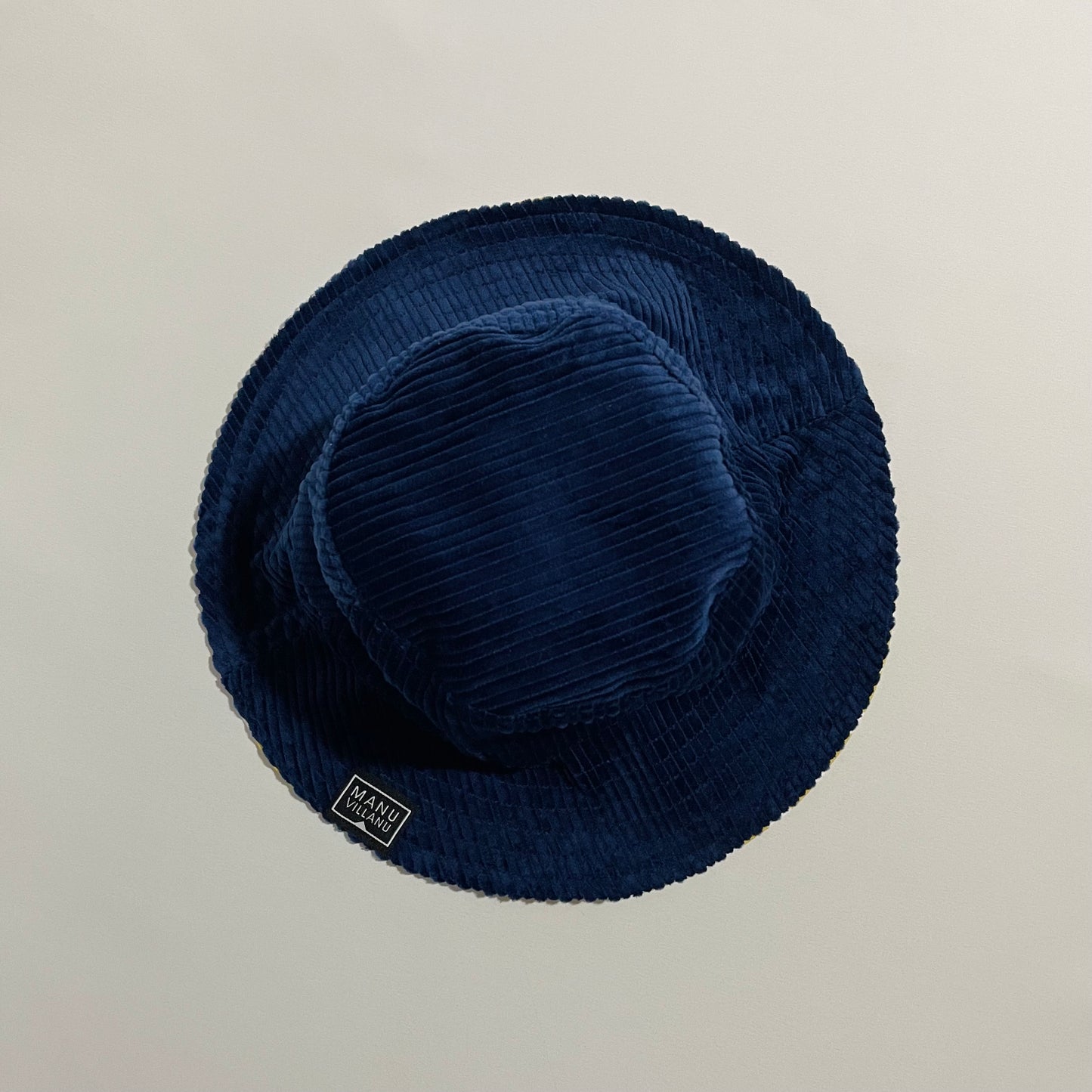 Yellow Maze / Navy Corduroy Reversible Bucket Hat