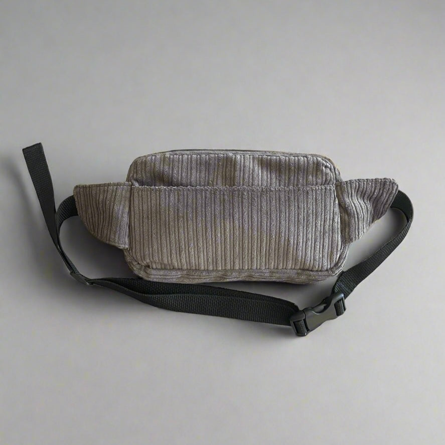 Gray Corduroy Belt Bag