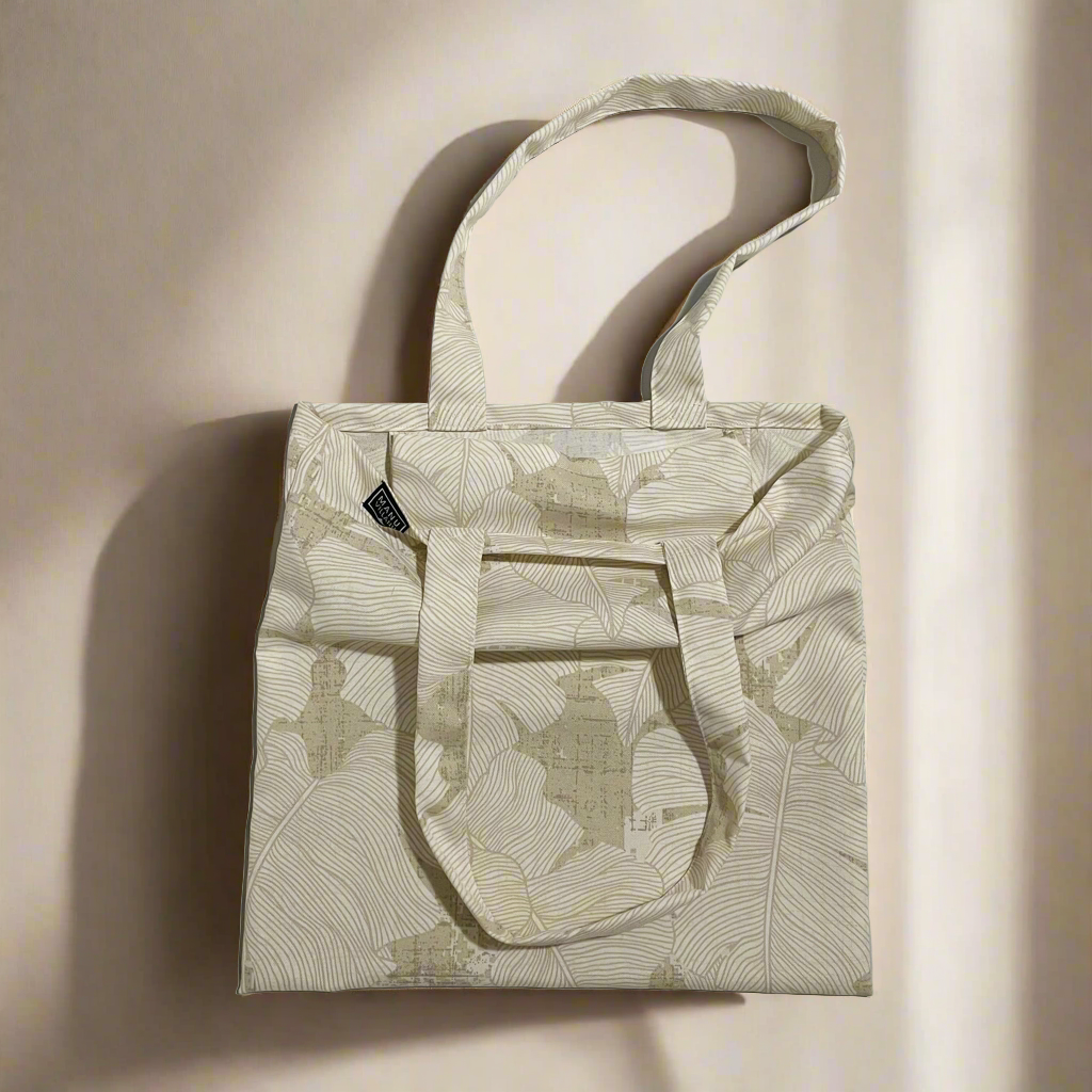 Beige Palm Tote Bag