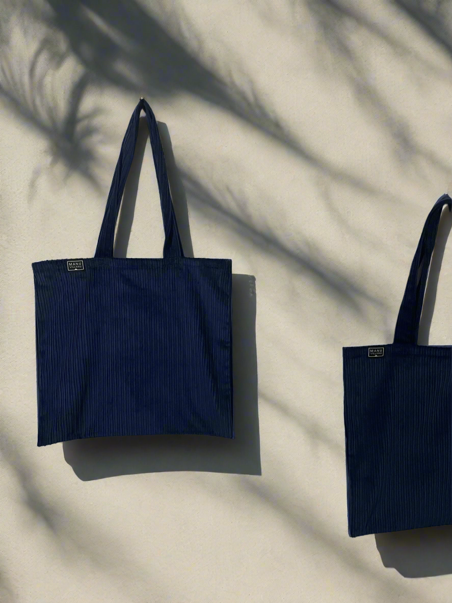 Navy Corduroy Tote Bag