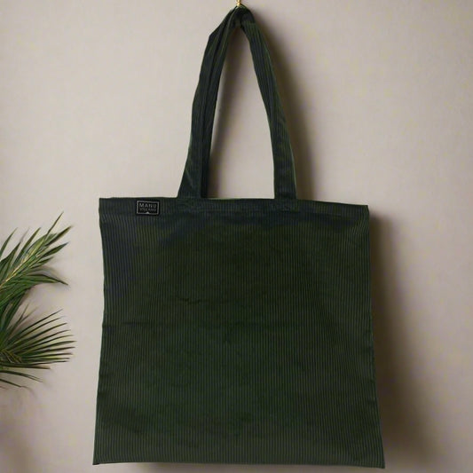 Green Corduroy Tote Bag