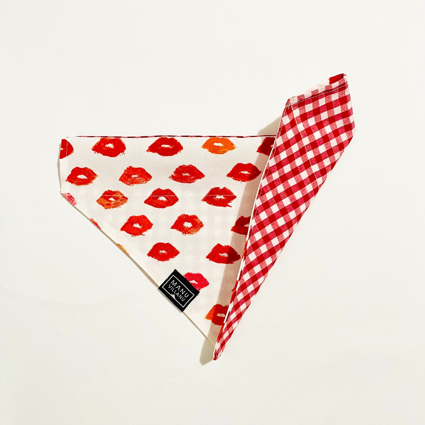 Lips / Gingham Reversible Pet Bandana