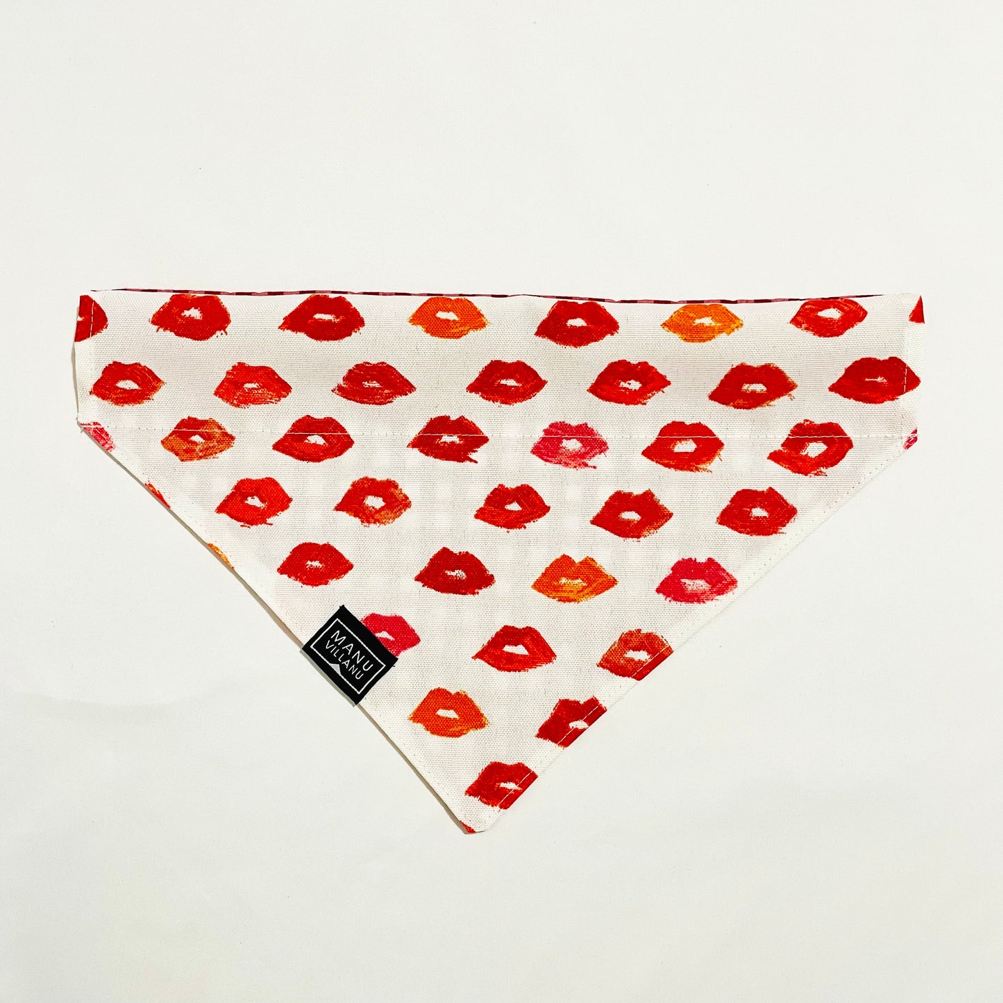 Lips / Gingham Reversible Pet Bandana