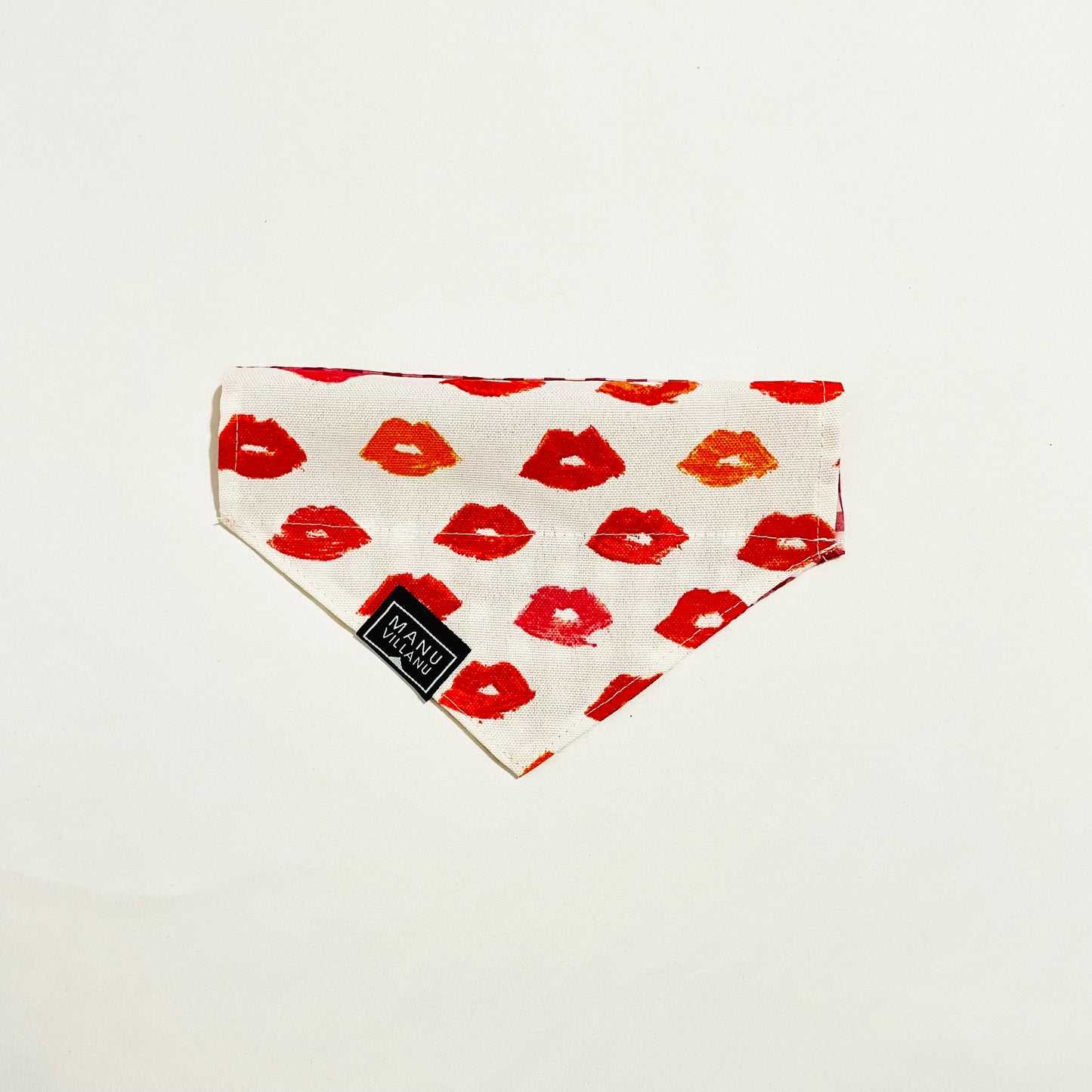 Lips / Gingham Reversible Pet Bandana