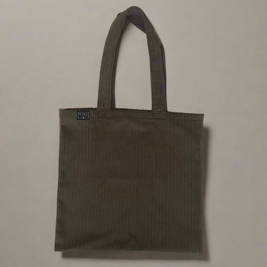 Gray Corduroy Tote Bag