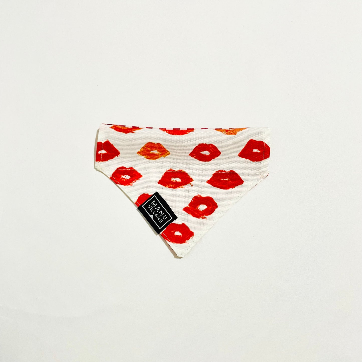 Lips / Gingham Reversible Pet Bandana
