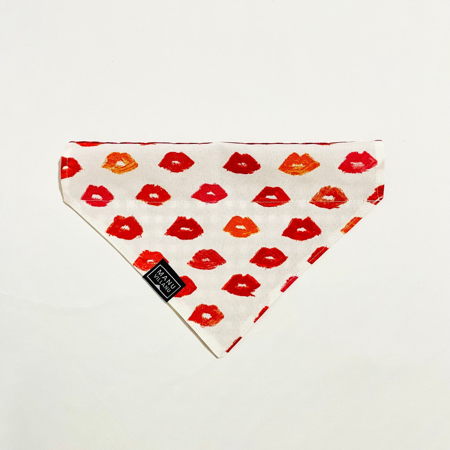 Lips / Gingham Reversible Pet Bandana