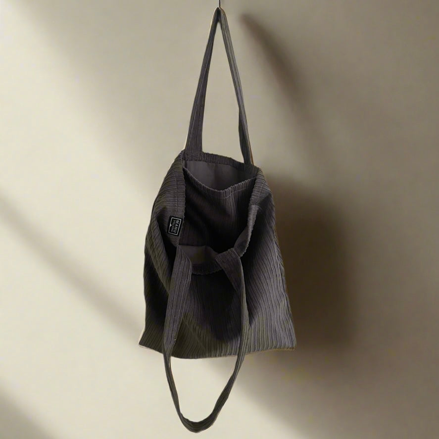 Gray Corduroy Tote Bag