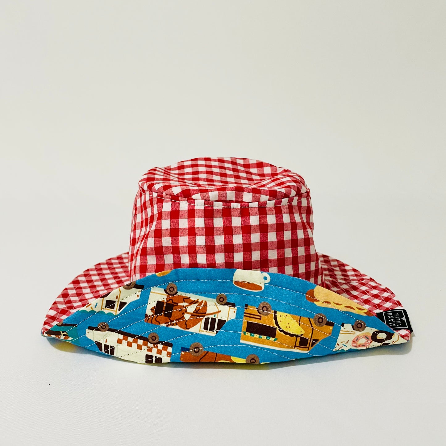 Food Trucks / Gingham Reversible Bucket Hat