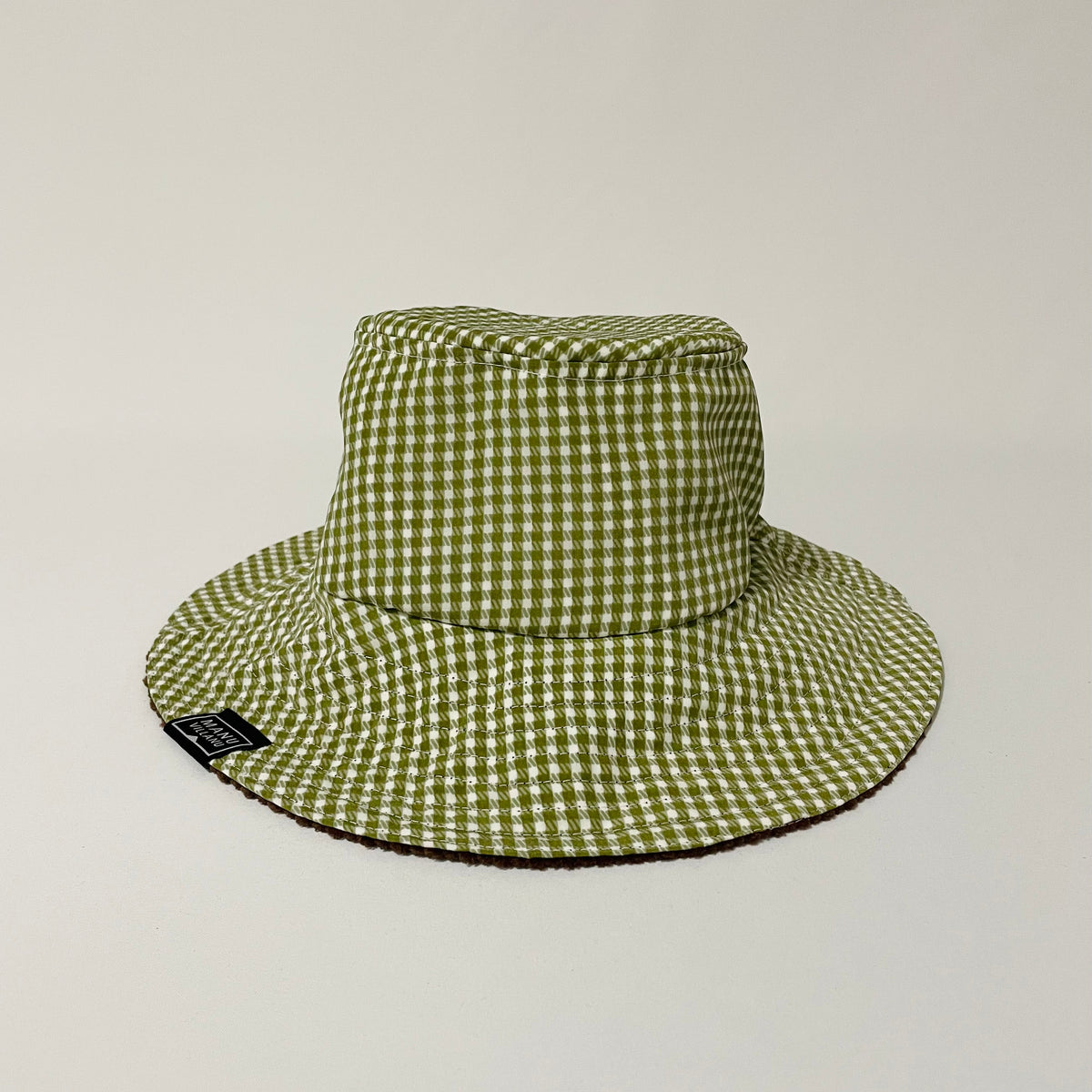 Espresso Corduroy / Olive Gingham Reversible Bucket Hat