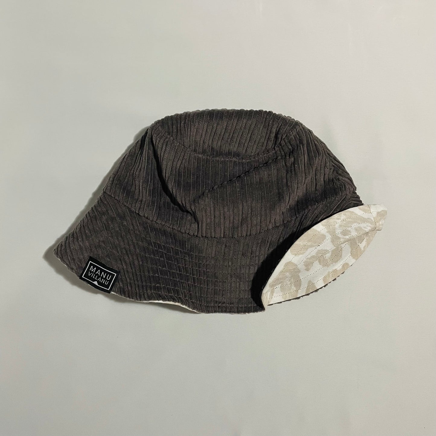 Animal Print / Gray Corduroy Reversible Bucket Hat