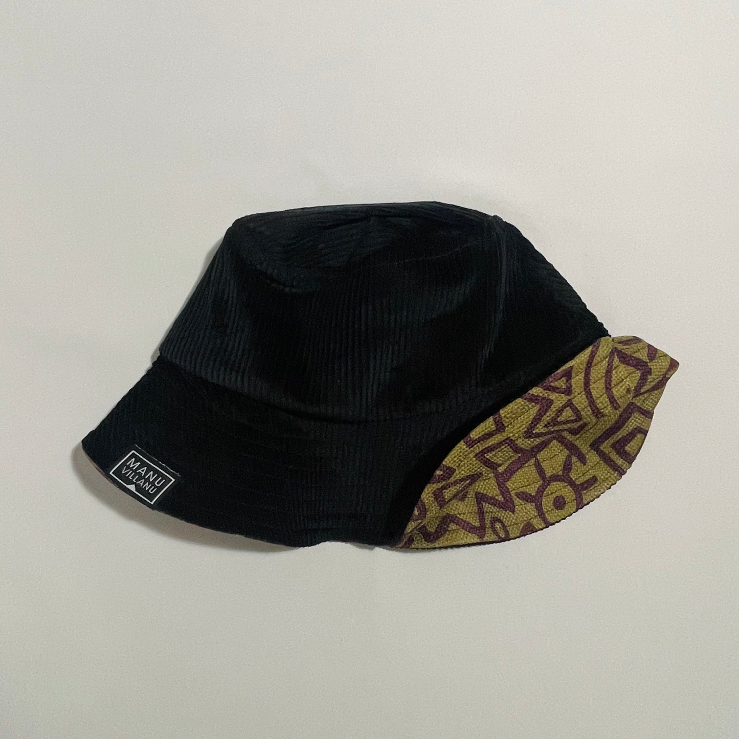 Doodle / Black Corduroy Reversible Bucket Hat