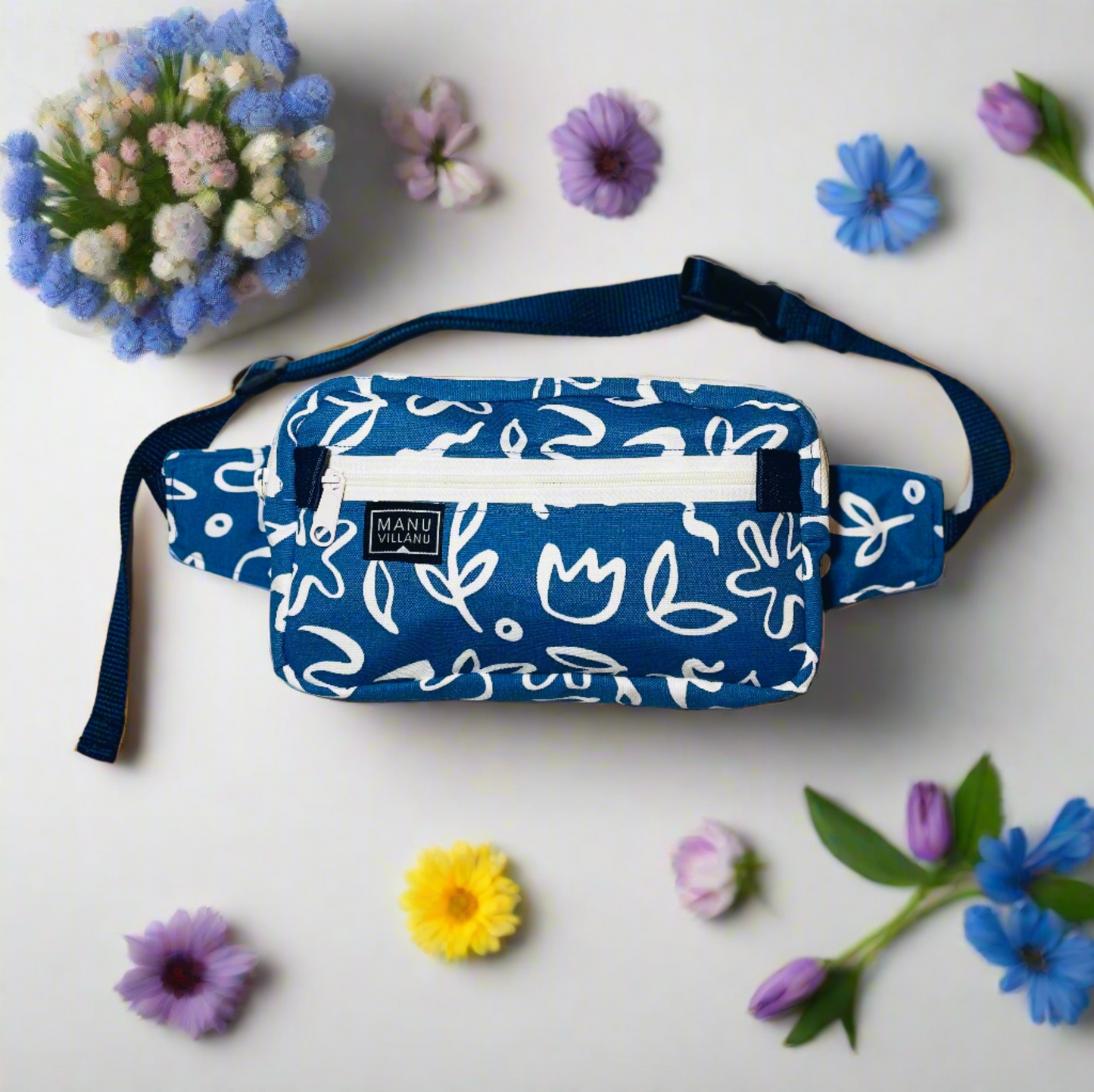 Blue Floral Belt Bag