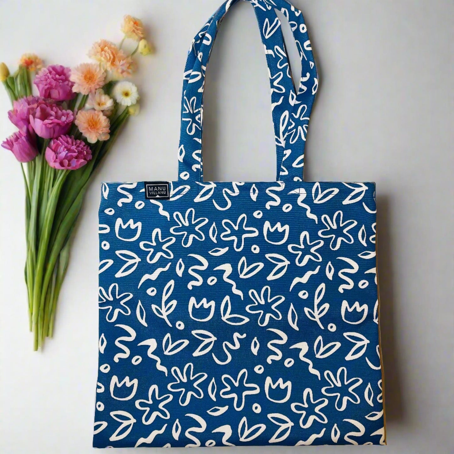 Blue Floral Tote Bag