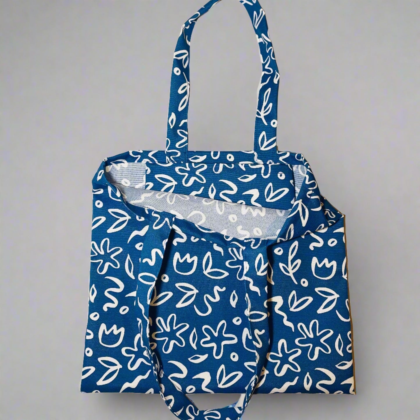 Blue Floral Tote Bag